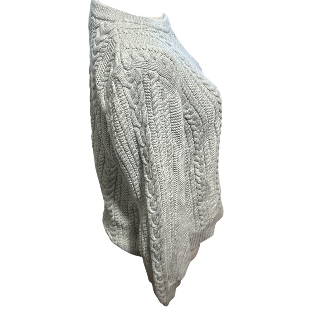 Banana Republic Cable Knit Sweater Womens Medium Gray Cotton Button Shoulder - Picture 3 of 8